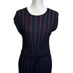 Marine layer Penny Lurex Pleated Midi Dress Women’s Size Medium Black Tie Waist Photo 3