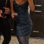 Navy Blue Fringe Midi Dress Size 4 Photo 1