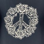 Lucky Brand Y2K Vibes Black Roses Peace Sign Grunge Graphic Long Sleeve Tee Photo 5