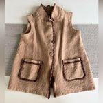 Tahari Tan Brown Embroidered Wool Vest Size XL Photo 0