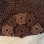 NWT Angela’s Designs crocheted handmade one of a kind brown hat 6 flower accents Photo 4