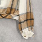 None Brown Crop Flannel Plaid Shacket Jacket Button Up Long Sleeve Western Utility XL Photo 4