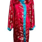 Vintage 90s Storybook Heirlooms Kimono Small Red Satin Dragon Long Sleeves Photo 0