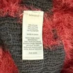 EXPRESS Red Black Tiger Stripe Lace Up V-Neck Fuzzy Eyelash Crop Sweater Size XS Photo 7