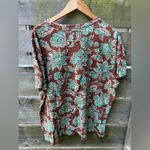 Free People We the Free Nina Floral Printed Tee Brown Green Photo 3