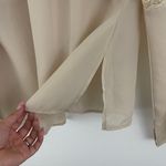MILANO Vintage 90s Creme Beige Coquette Lace Wide Sleeve Semi Sheer Flowy Blouse Tan Size M Photo 8