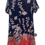 Floral leaf print blue and orange t Photo 0