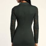 Lulus  Dark Green Lace Long Sleeve Bodycon Dress, Size Medium Photo 3