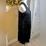 LINO USA 100% Linen Tiered Scalloped Ruffle Sleeveless Shift Midi Dress Sz L Black Size L Photo 4