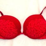 Victoria's Secret Victoria’s Secret Red Lace Bombshell Plunge Push-up Bra Photo 5