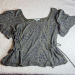 Lucky Brand Olive and Navy Boho Floral Blouse Photo 0