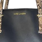 Kate Landry  Black Leather  Python‎ Snake Print Tote Shoulder Bag Zip Top Photo 1
