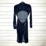 Pretty Little Thing Velvet Midi Dress Long Sleeve Blue Size 12 Photo 1