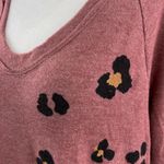 Maronie New  Animal Print Sweater Soft Knit Long Sleeve Top Dusty Rose Photo 9