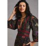 Farm Rio Anthropologie x Jumpsuit M NWT Deep-V Hearts Print Wide-Leg Photo 1