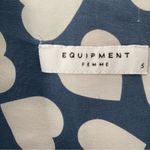 Equipment  Silk Blue White Heart Print Button Down Blouse shirt size small Photo 6