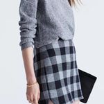 Madewell  Grey and Black Plaid Skater Mini Skirt Wool Blend Back Zipper Size 8 EUC  Photo 0