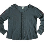 Aventura Women's XL Organic Cotton Navy Embroidered Blouse Long Photo 0