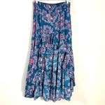 Free People  Morning Sun Ruffle Floral Maxi Skirt Medium Summer Beach Bohemian Photo 4