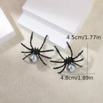 Gothic Black/Gray Spider Stud Earrings Faux Pearl‎ Accents Vintage Boho Style Black Photo 4