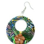 Boutique Abalone Shell Style Flower Rhinestone Earrings Photo 1