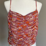 Sweet Rain Floral Ruched Women's Top - Pink and Orange Size XL Photo 0