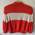 Aerie Striped Colorblock Mock Neck Sweater Pullover Knit Orange Cream Womens XL Photo 2