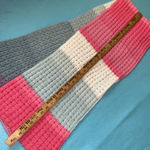 CROCHETED Scarf pastel pinks blues white grays soft and fluffy 12” X 70” Pink Photo 4