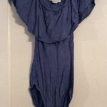 Bodysuit blue ruffle collar sleeveless Large L womens stretch Photo 0