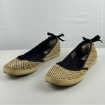 UGG  Indah Tan Burlap Shoes Black Polka Dots Canvas Flat Loafers Women's 9 EUR 40 Photo 2
