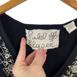 Anthropologie Field & Flower Black Knit Granny Sweater 3/4 Sleeves Lace Detail S Photo 9