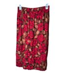 Vintage Sag Harbor Petite Red Roses Brown Long Skirt Faux Wrap Size M Size M Photo 3