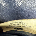 Baggu  Tote Milled Leather Nubuck Bag Handbag Natural Interior Pocket Navy Blue Photo 7