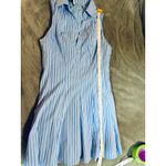 Lulus NWOT Size Medium Zenley Blue Striped Collared Skater Mini Dress Sleeveless Photo 3
