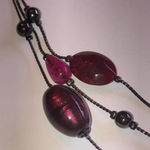 NY Brand Gunmetal Gray Dark Metal Pink Red Beaded Multi Strand Boho Necklace Black Photo 6