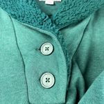 American Eagle  Womens Green Henley Sherpa Collar Pullover Sweatshirt Size M Photo 5
