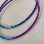 Large Stainless Steel Hoop Earrings Iridescent Rainbow Blue Photo 1