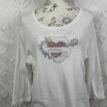 Harley Davidson of Naples Florida White Glitter 3/4 Sleeve Tee Photo 9