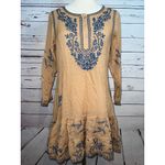 NWT Urban Mangoz Dress Medium Bohemian Boho‎ Hippie Beige Embroidered Sheer Tan Photo 1