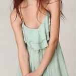 Free People  Flutter Away Green Stripe Ruffle‎ Dress Size S Photo 0