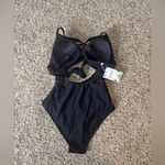 NWT Eomenie‎ Black One Piece Swimsuit Cut Our Timmy Back Size Small Photo 1