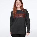 PINK - Victoria's Secret  Lounge Dark Gray & Plaid Crewneck Sweatshirt Size M Photo 1