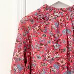Boden Red Smocked Cuff Printed Split Neck Top Radish Oriental Paradise T0914 12 Photo 12
