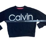 Calvin Klein  Logo Performance Crop Top Sweatshirt Women's L ‎ Black Pullover Photo 1