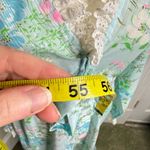 Vintage JC Penny Floral Robe House Dress NO SIZE Empire Waist Pastel eyelet Trim Blue Photo 8