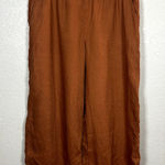 Garnet Hill Garnett Hill Autumn Orange brown Pull on Crop Wide Leg Linen Pant Size Medium Photo 0