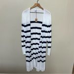 Mud Pie  NWT Striped Beau Duster Cardigan WHITE NAVY Size M/L Photo 1
