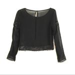 H&M  black sheer lace long sleeve blouse S* Photo 3