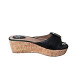 Fossil  Malea Platform Cork Wedge Sandals Y2K Black Leather Chunky Grunge Size 9 Photo 4