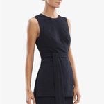 MM.LaFleur  Womens Sleeveless Textured Top Navy  Size 4 McCarthy Jacquard Cotton Photo 1